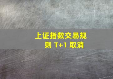 上证指数交易规则 T+1 取消